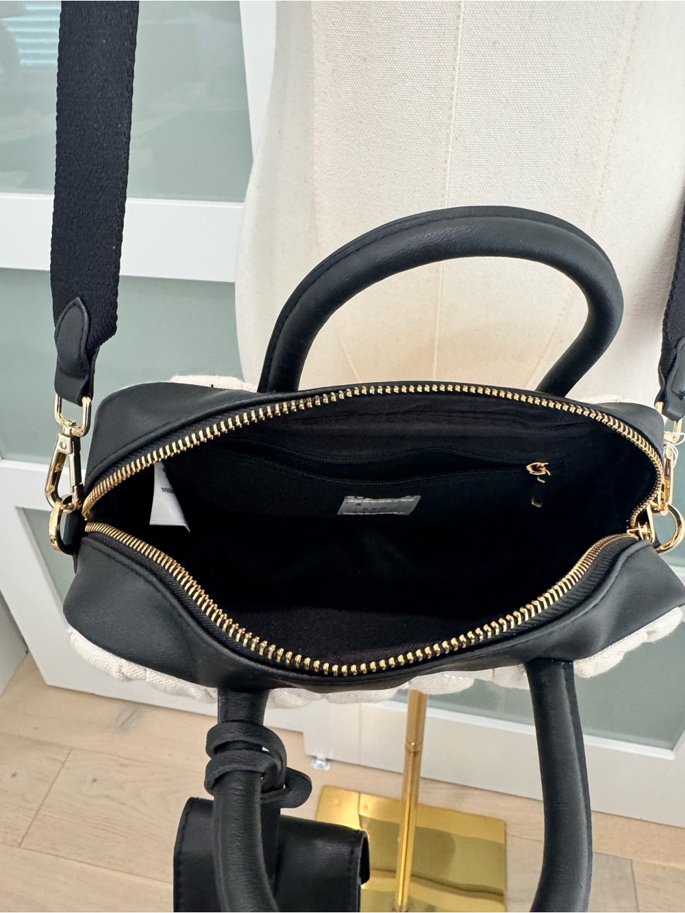 NWOT A New Day Black & Cream Quilted Mini Satchel Crossbody - Picture 6 of 7
